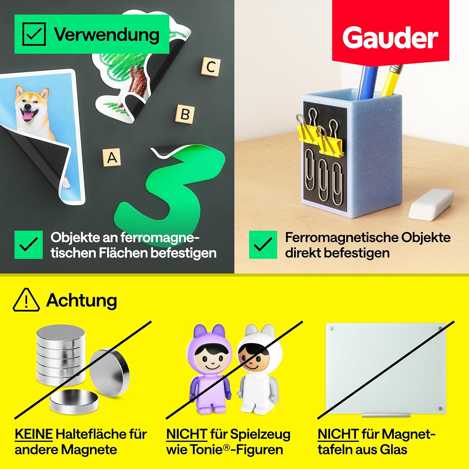Thumbnail 1 de GAUDER Magnetfolie selbstklebend stark (5 Stück, 153 x 102 mm) – zuschneidbare Magnetmatte für Fotos, Basteln & Stanzschablonen