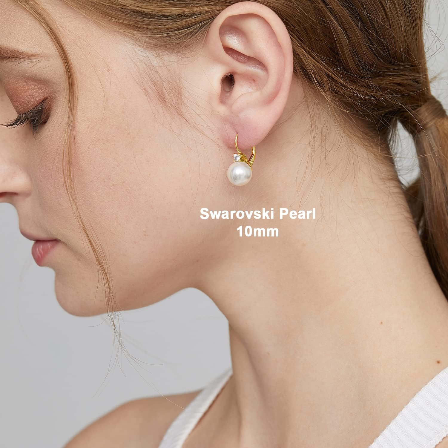 Detalle 2 de Miaofu Perlenohrringe: 18K Weißgold-plattiert, 925 Sterling Silber, hypoallergen, Infinity-Design