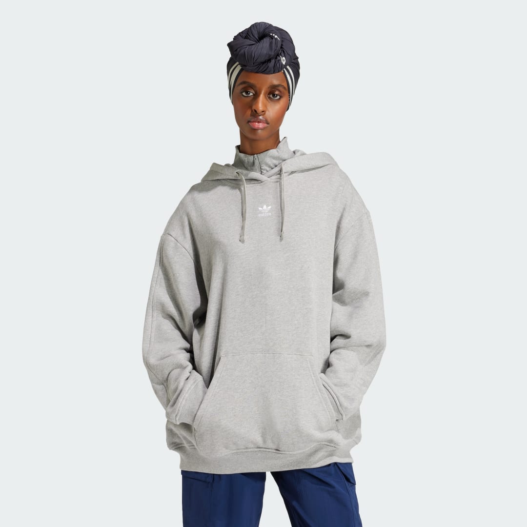 Detalle de Sudadera con capucha Essentials Loose French Terry de Adidas (gris)