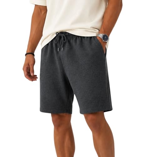 Detalle de ROSS CAMP Sporthose Herren Kurz – Kurze Jogginghose aus Baumwolle, Regular Fit (S, Anthrazit)