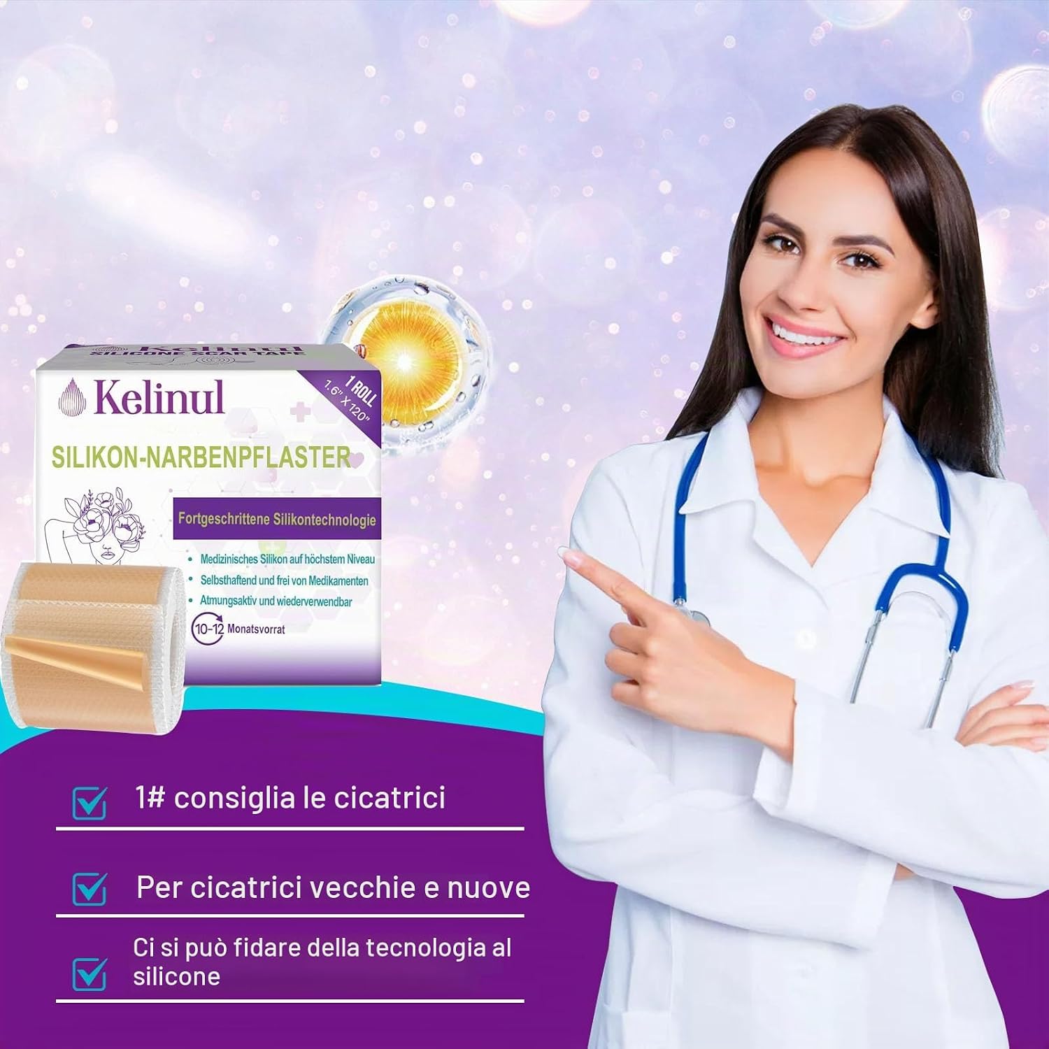 Thumbnail 5 de 1.5M Fogli di silicone cicatrici – fornitura di 6 mesi, riutilizzabili e delicati sulla pelle