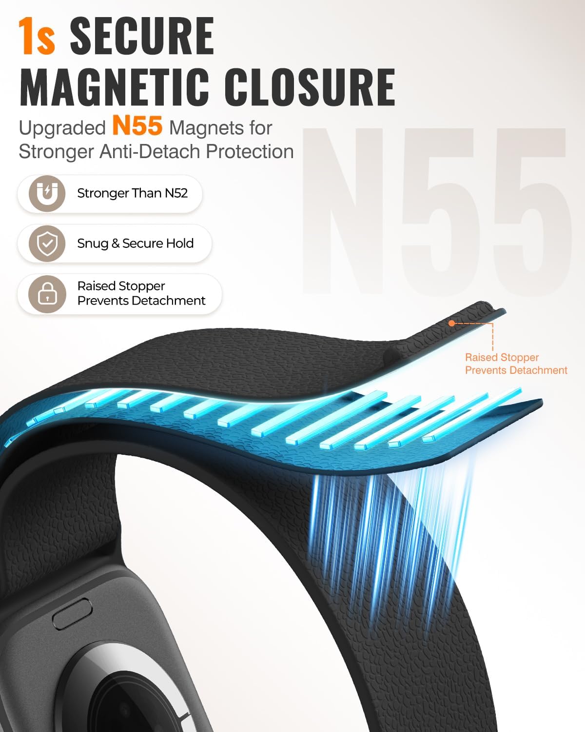 Thumbnail 1 de TreasureMax Magnetic Silicone Sport Band for Apple Watch: Universal 38–49mm, All-Day Comfort