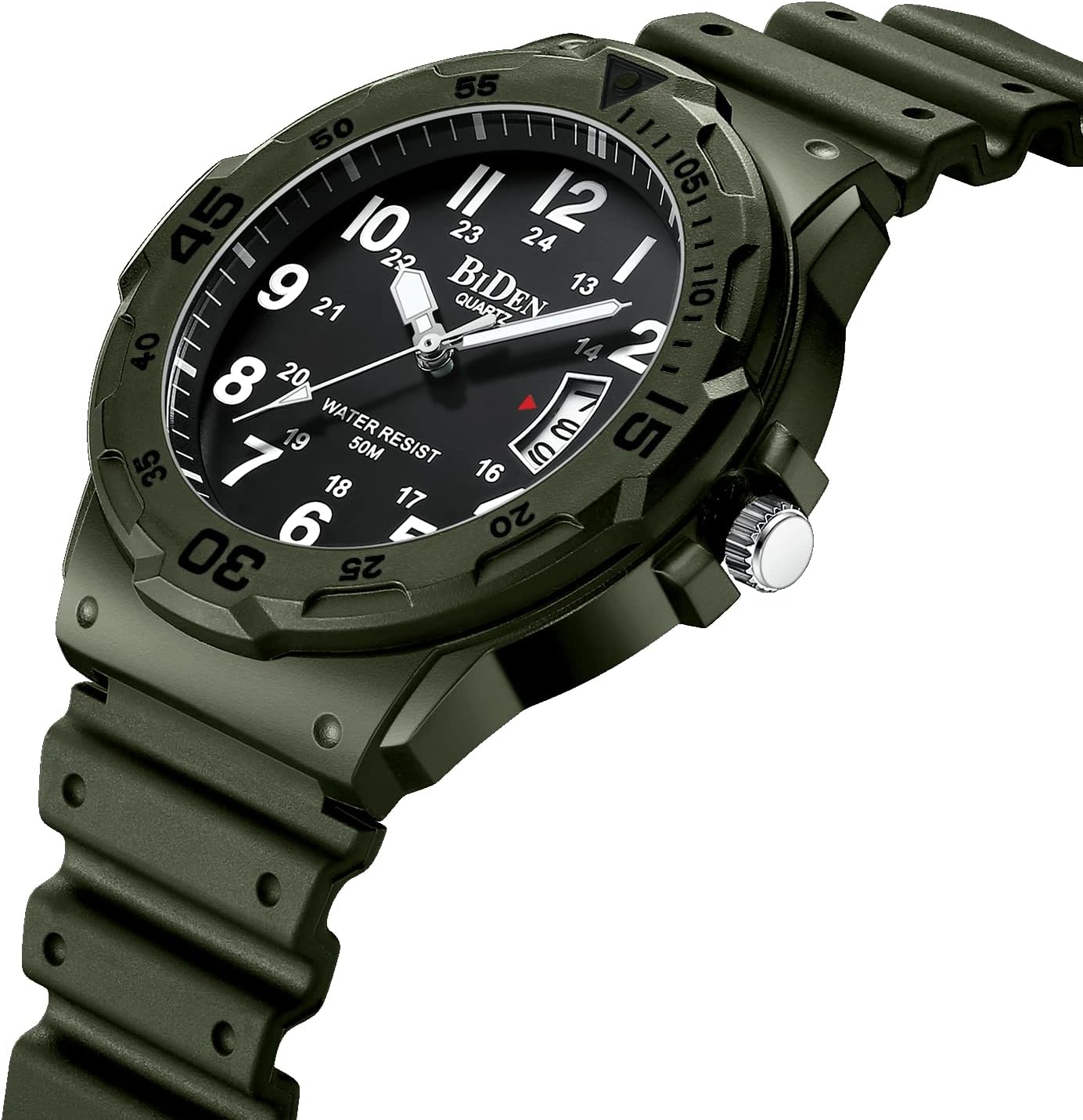 Thumbnail 2 de HANPOSH Herren Analog-Quarzuhr mit Datum, 50M wasserfest und Silikonarmband (Mineralglas)