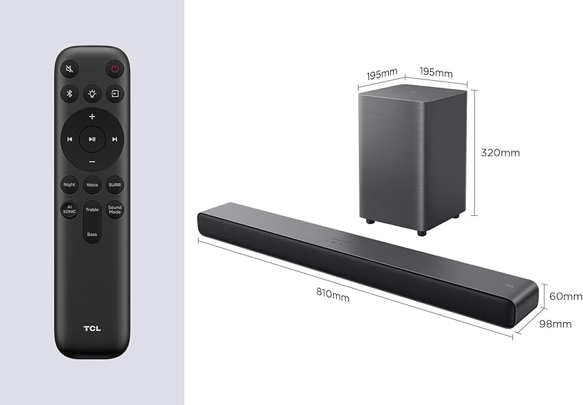 Detalle de TCL S55HE Barra de sonido Dolby Atmos 220 vatios