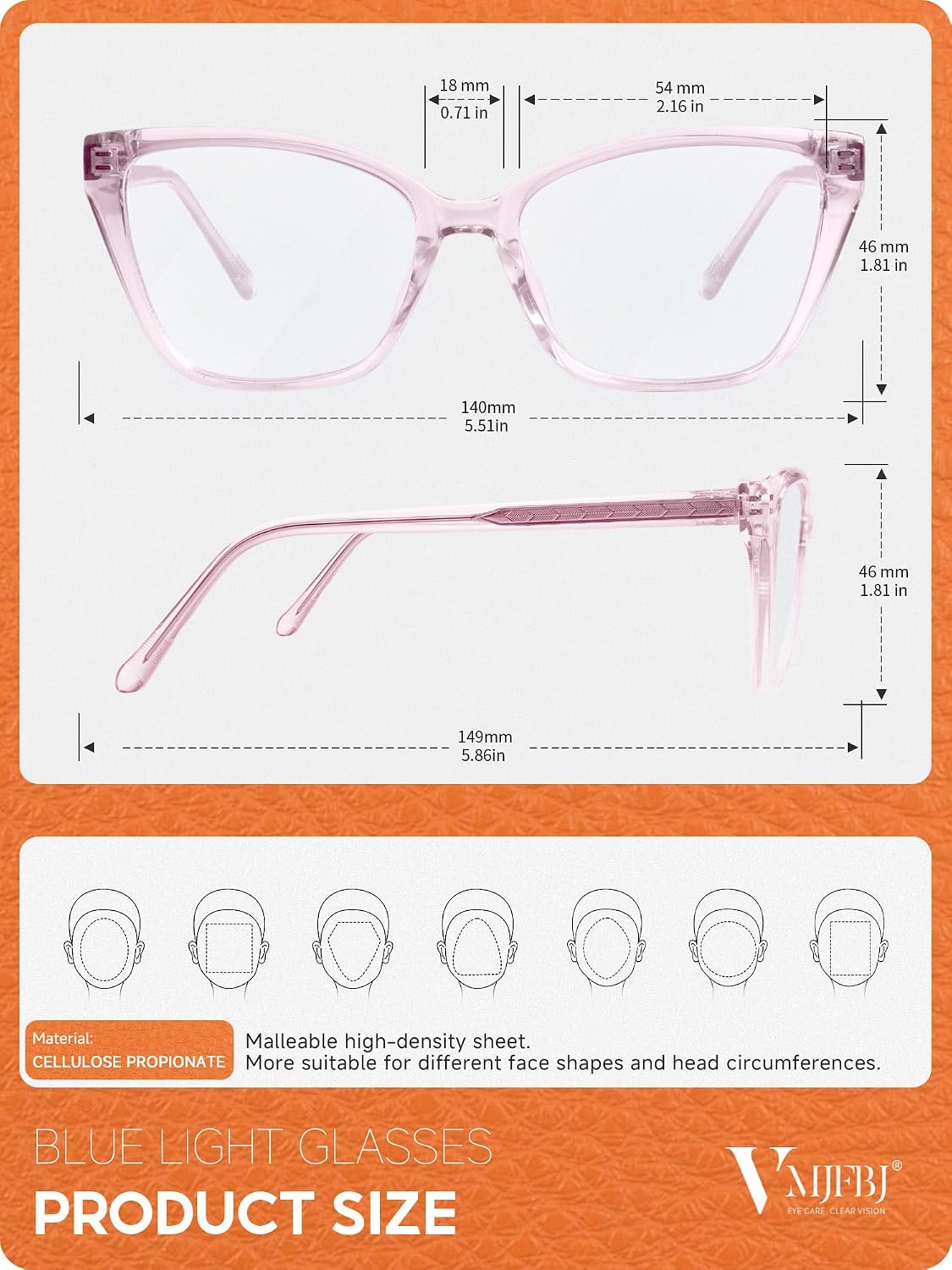 Detalle de Blue light glasses VMJFBJ TR90, cat eye
