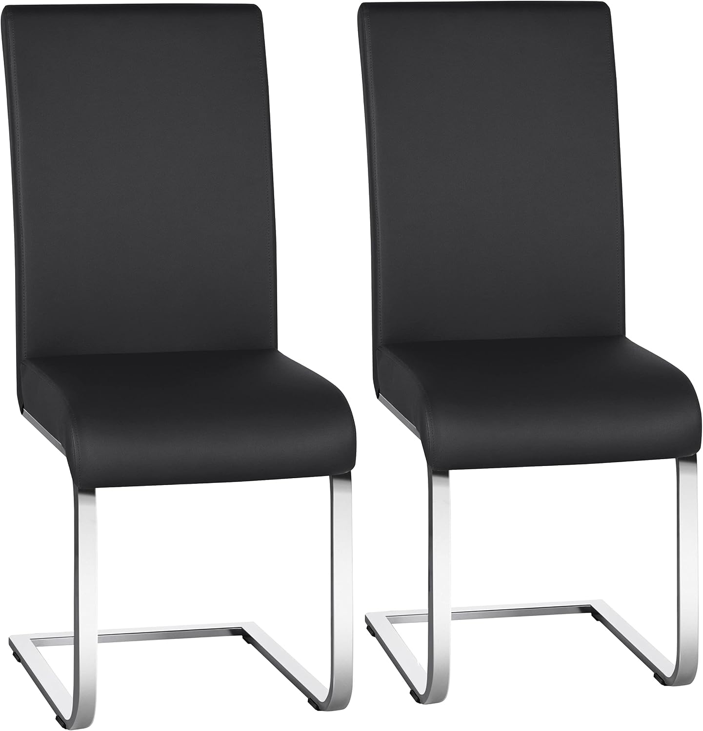 Detalle de Yaheetech Set 2 sedie da sala da pranzo imbottite con schienale alto, seduta spessa 10 cm e gambe a U in metallo, nero