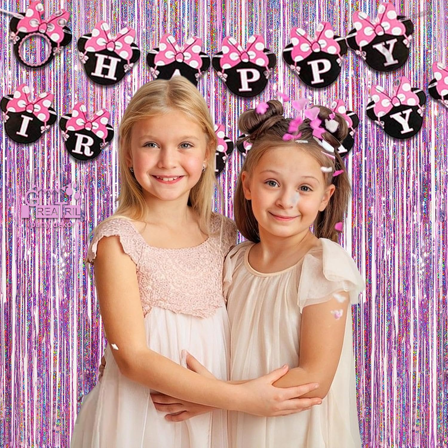 Thumbnail 6 de GREATRIL Lametta Vorhang Rosa Glitzer (2er-Set) – Party-Folienfransen als Deko für Einhorn, Prinzessin & mehr