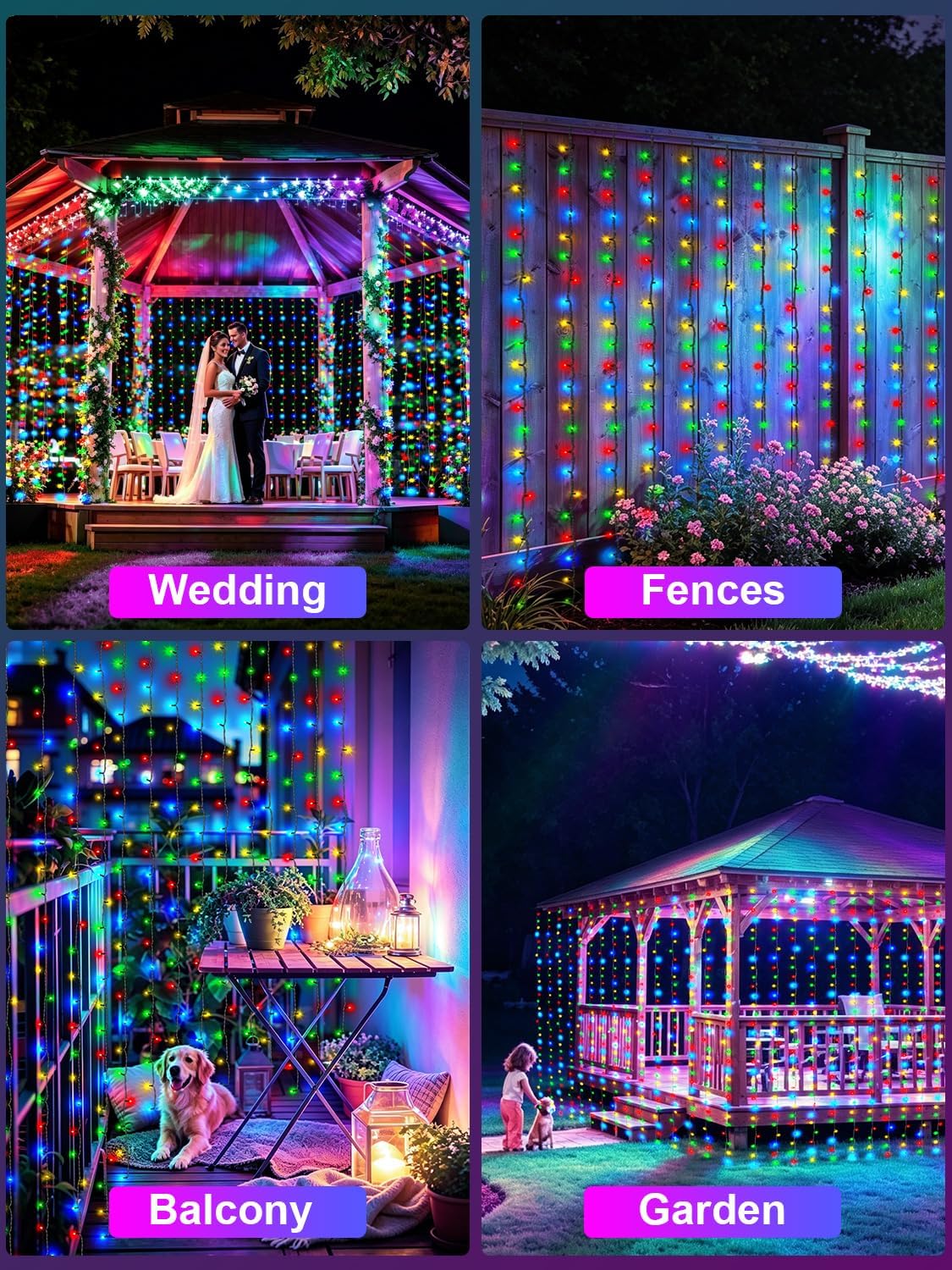 Detalle 2 de DREAMLAND DRCR100 300-LED Multicolour Curtain Lights, 9.8 x 9.8 ft