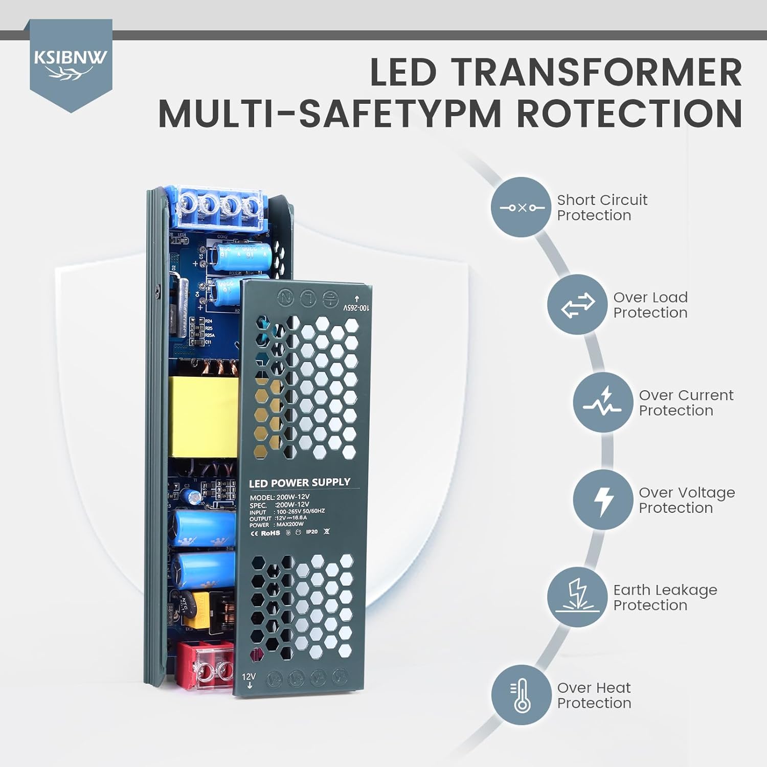 Thumbnail 3 de KSIBNW 12V Trasformatore LED 100W Alimentatore — Alimentatore driver sottile 12V 8,3A, protezioni multiple