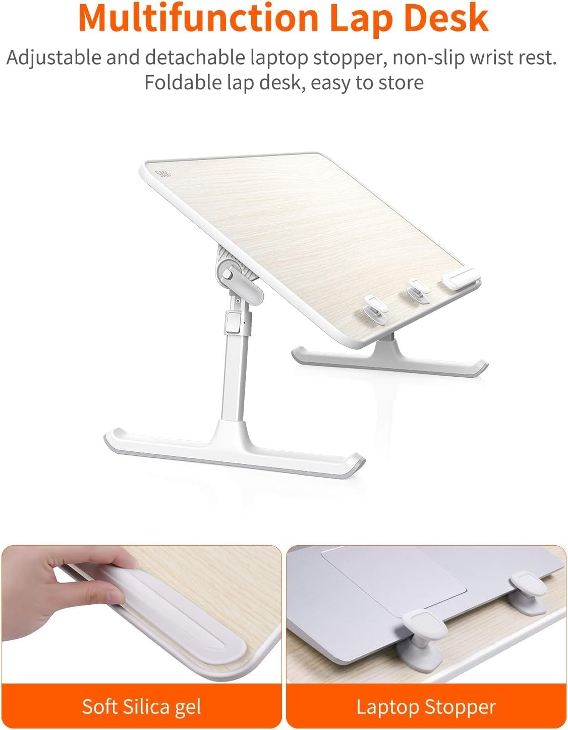Thumbnail 3 de SAIJI Adjustable Laptop Stand Bed Tray Table (5 Heights, 4 Angles) for up to 17-inch laptops