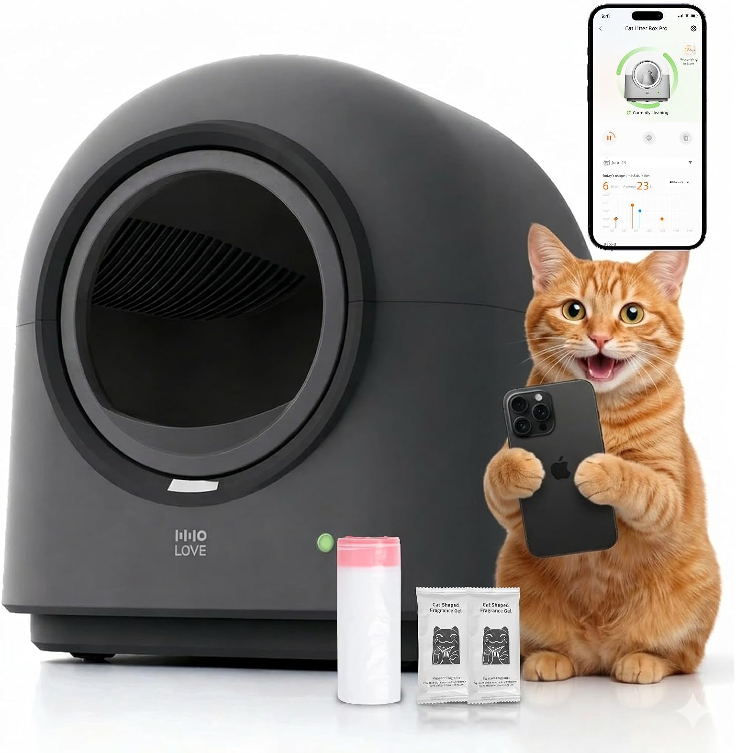 Detalle de HHOLOVE Katzentoilette Selbstreinigend Automatisch 60L – Sicherheit, App-Steuerung & Geruchskontrolle