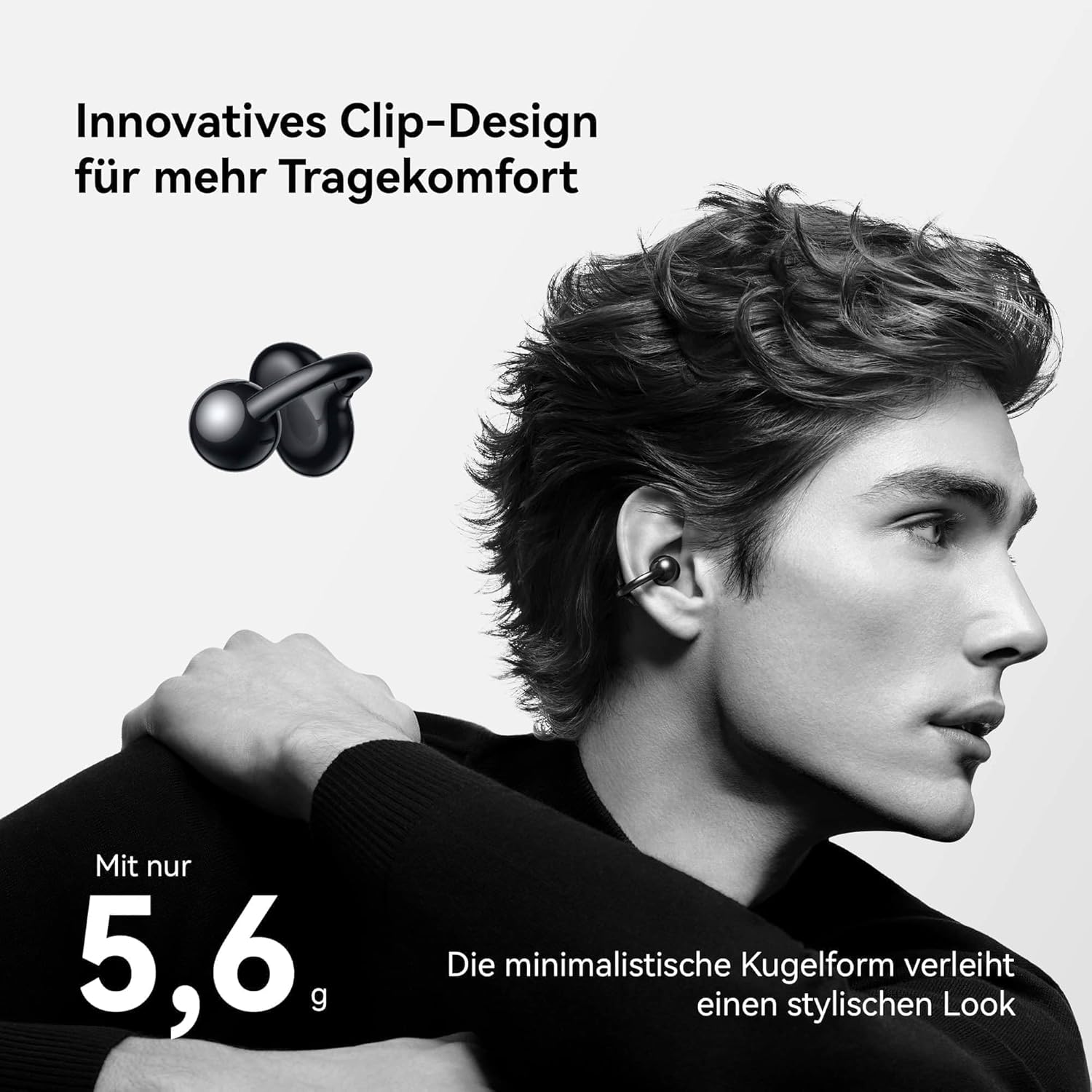Thumbnail 2 de HUAWEI FreeClip – kabellose Open-Ear-Kopfhörer mit Clip-Design und KI-Rauschunterdrückung bei Anrufen, schwarz