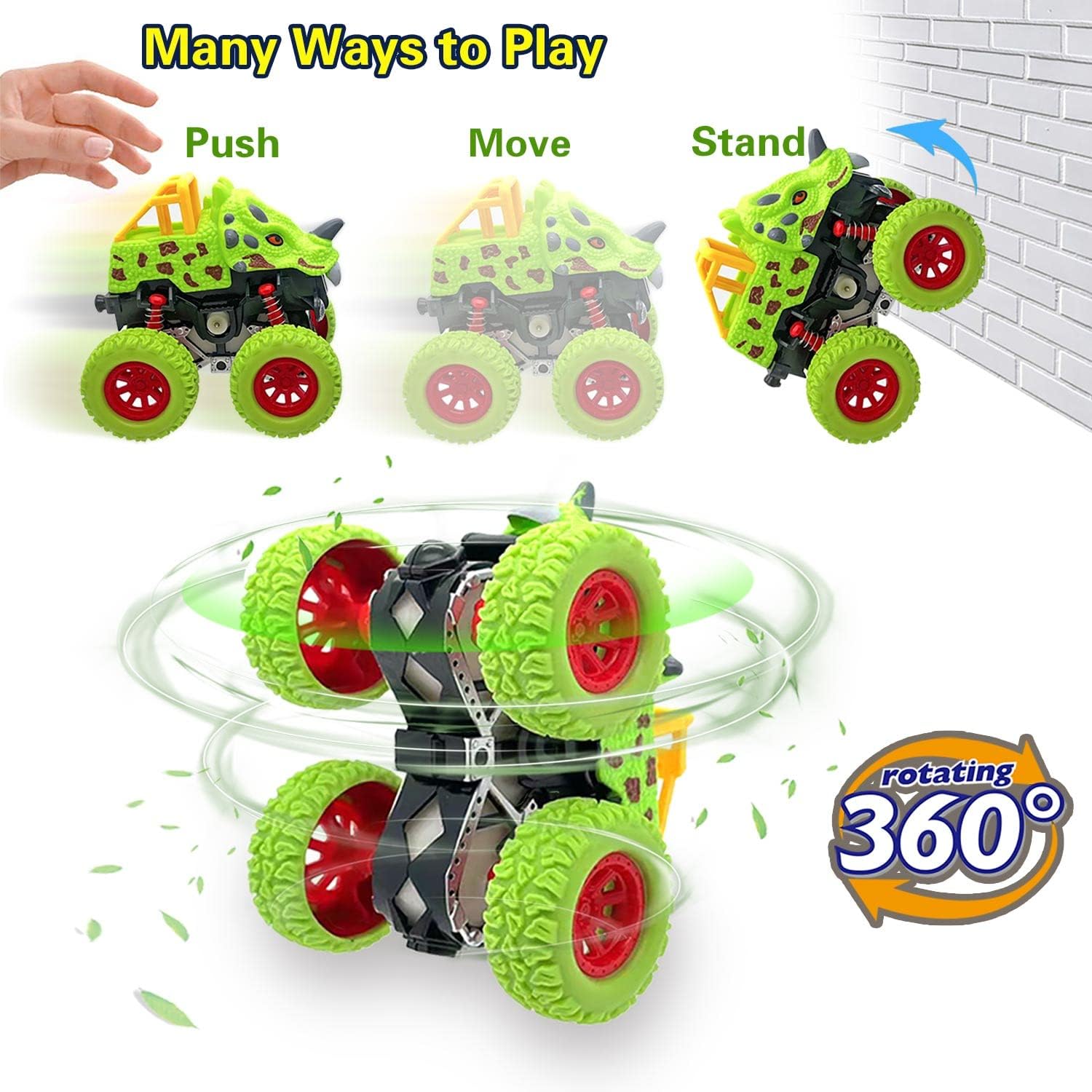 Detalle de AESTEMON 2226A Dinosaur Monster Truck Toys, 2-Pack Pull-Back Trucks