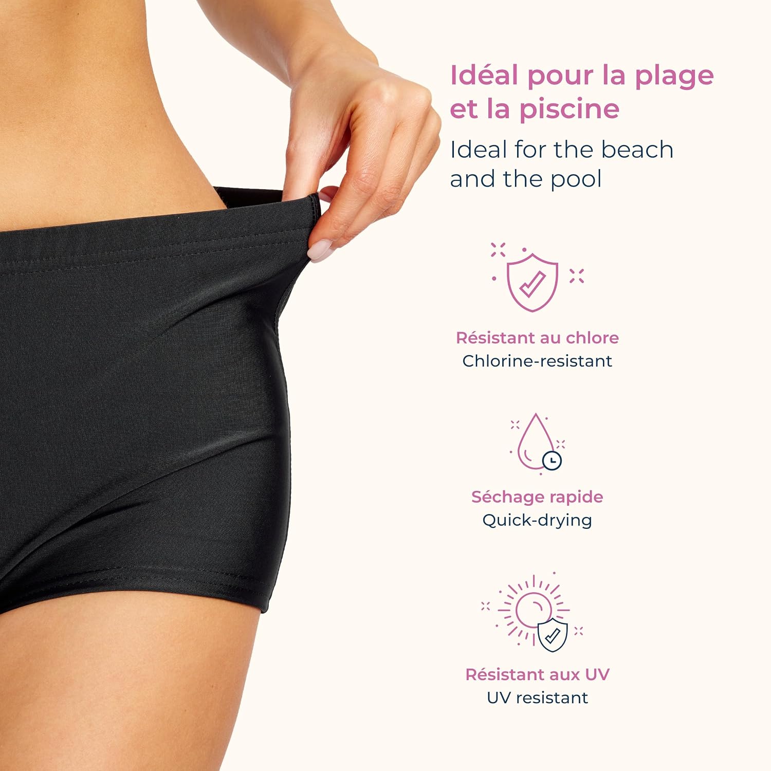 Detalle de Merry Style Short de bain sport femme L23L1 – couleur intense, UPF 50+ et séchage rapide