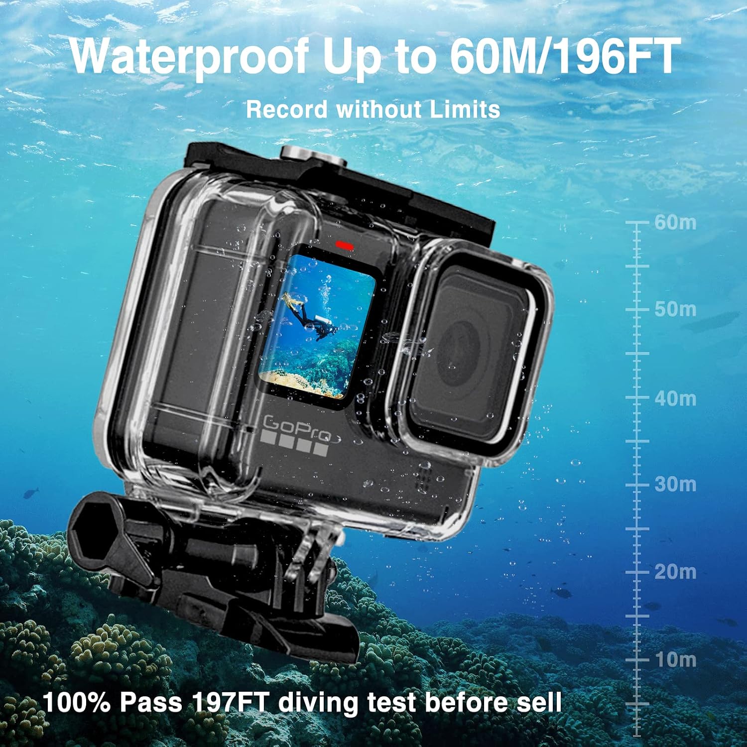 Detalle de REDTRON Waterproof Housing Case for GoPro Hero 13/12/11/10/9 (60M Diving Case)