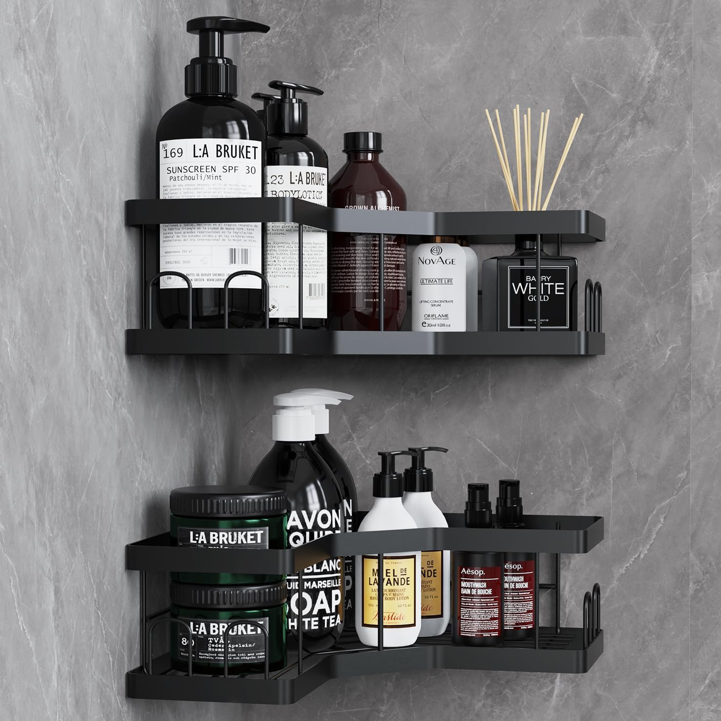 Detalle de AceMining Shower Caddy 2-pack adhesive bathroom shelf