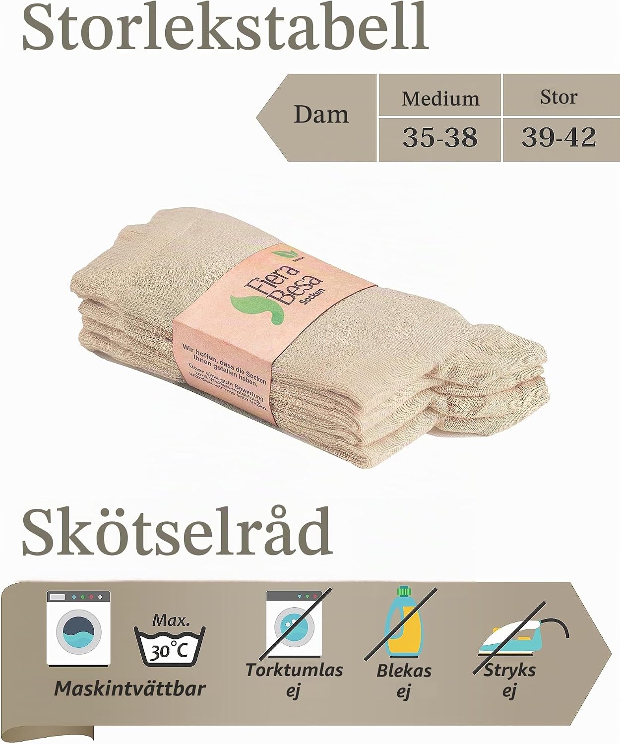 Detalle 2 de Fiera Besa diabetikerstrumpor för dam i bambuviskos, 4 par, sömlösa
