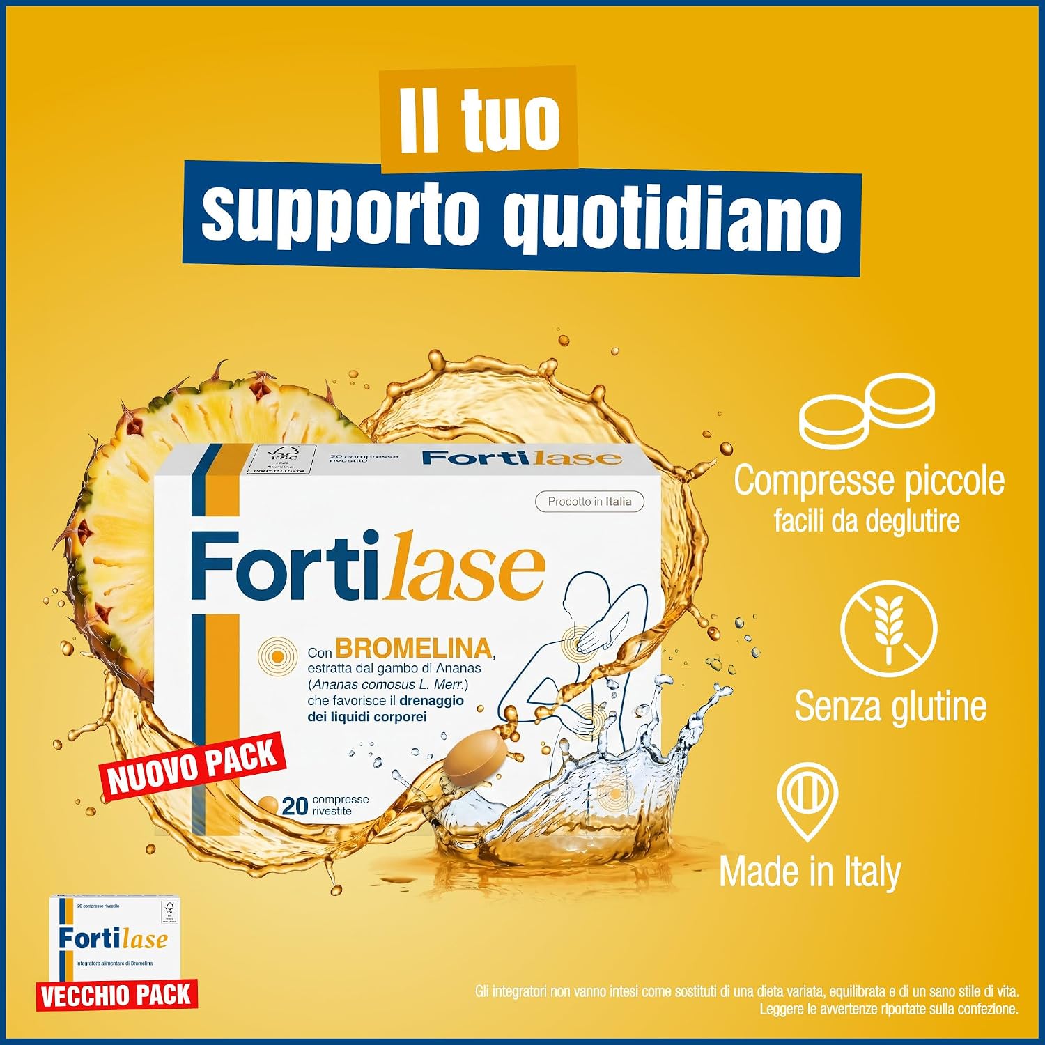 Thumbnail 4 de Fortilase – Bromelina in 20 Compresse: supporto drenante e antinfiammatorio per la cellulite