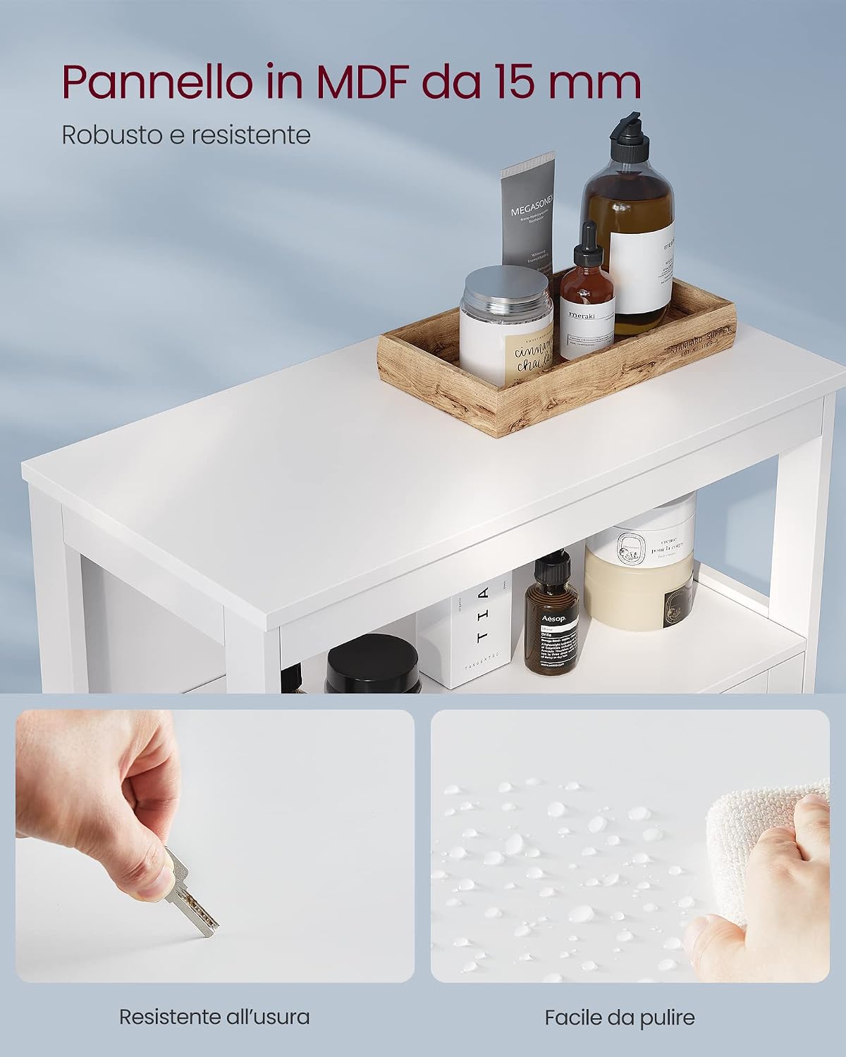 Thumbnail 6 de VASAGLE BBC40WT mobiletto bagno 30x60x80 cm