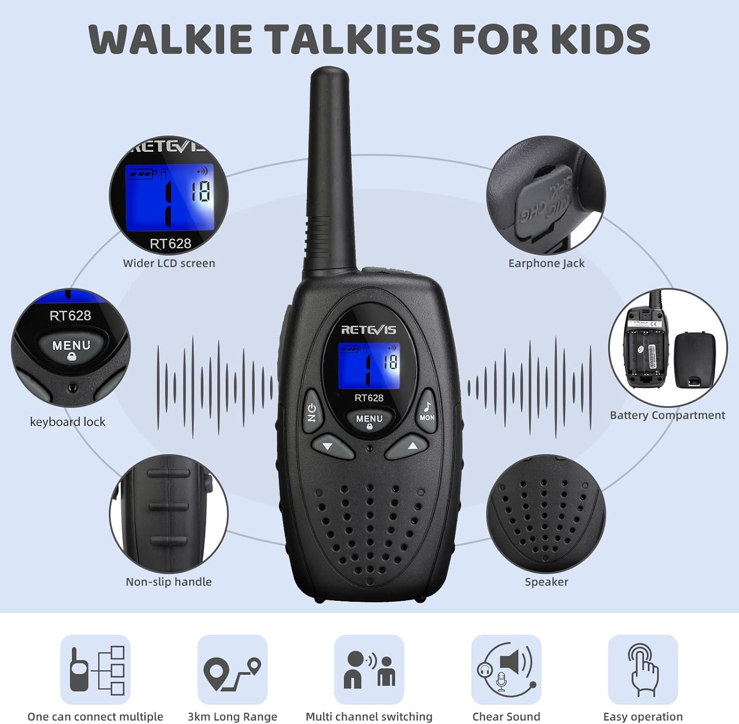 Thumbnail 1 de Retevis RT628 Walkie Talkie Bambini 1 coppia