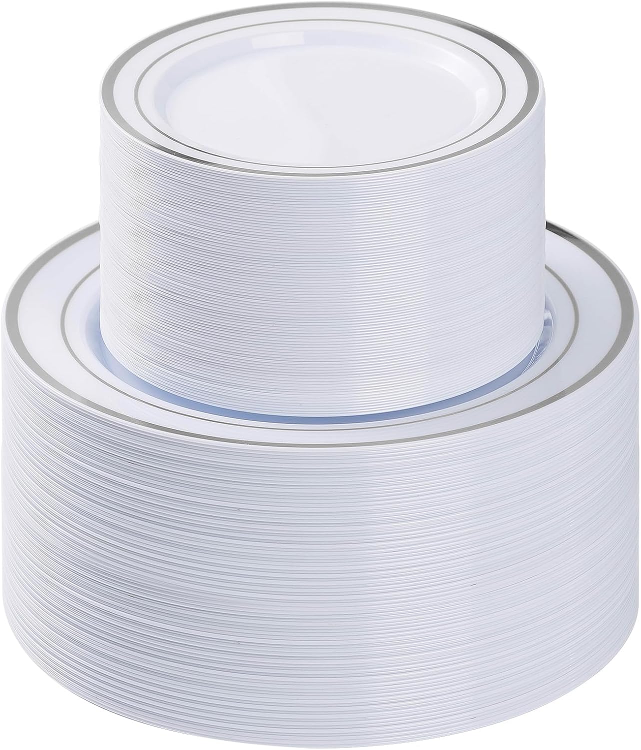 Detalle de BESTVIP 200PCS Silver Disposable Party Plates