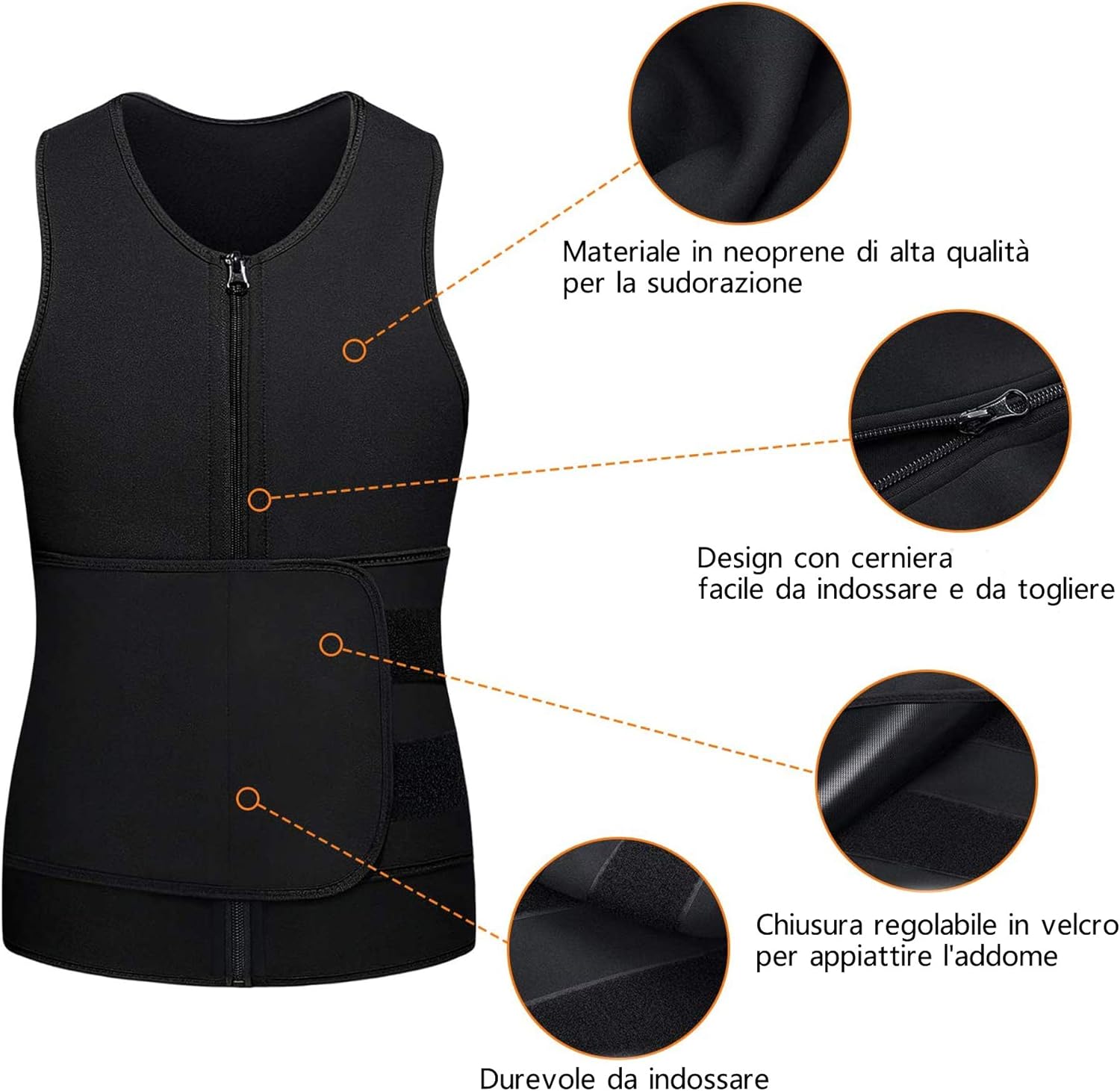 Thumbnail 3 de CHUMIAN Canottiera Dimagrante Uomo con Fascia Addominale in Neoprene – Gilet Sauna per Allenamento