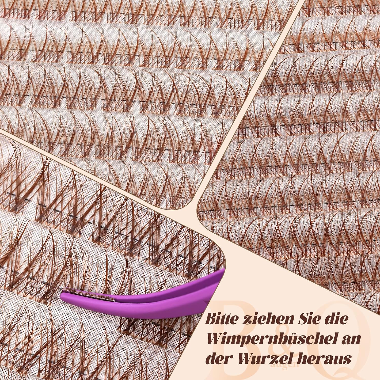 Thumbnail 6 de B&Qaugen Lashes Extension Set Wispy Braun – DIY Braun Cluster-Lashes 8–16 mm, C-Curl mit Bond & Seal