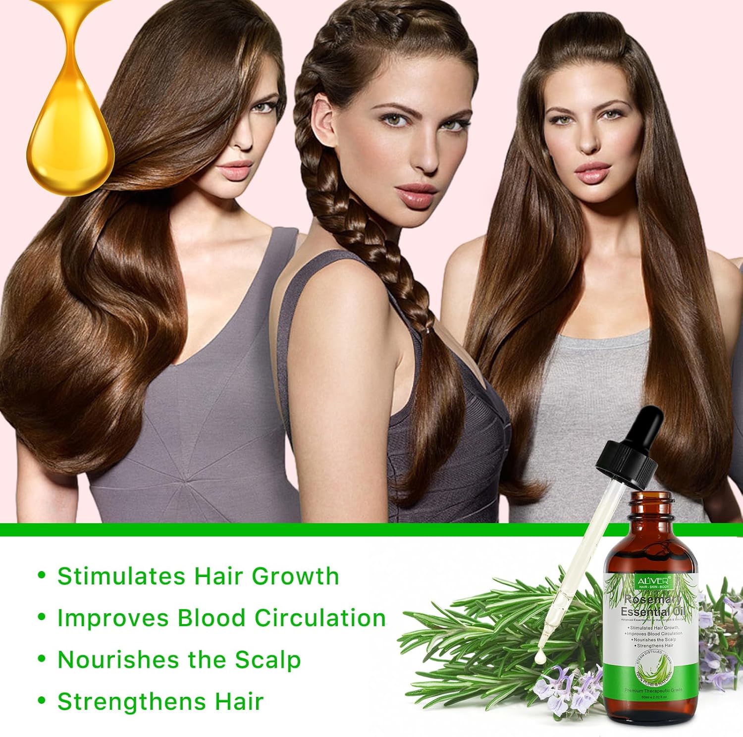 Thumbnail 3 de Olio di rosmarino per la crescita dei capelli 60ML - Premium naturale con massaggiatore del cuoio capelluto in silicone