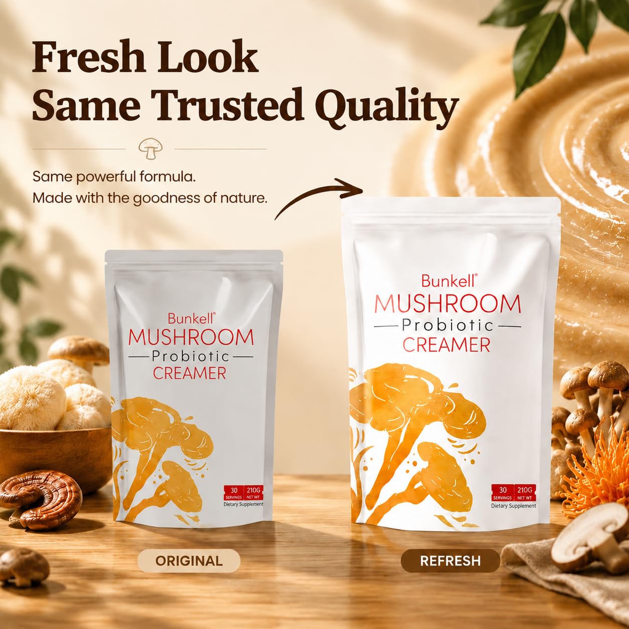 Detalle de Bunkell Mushroom Coffee Creamer with Six Mushrooms, Probiotics and Vanilla