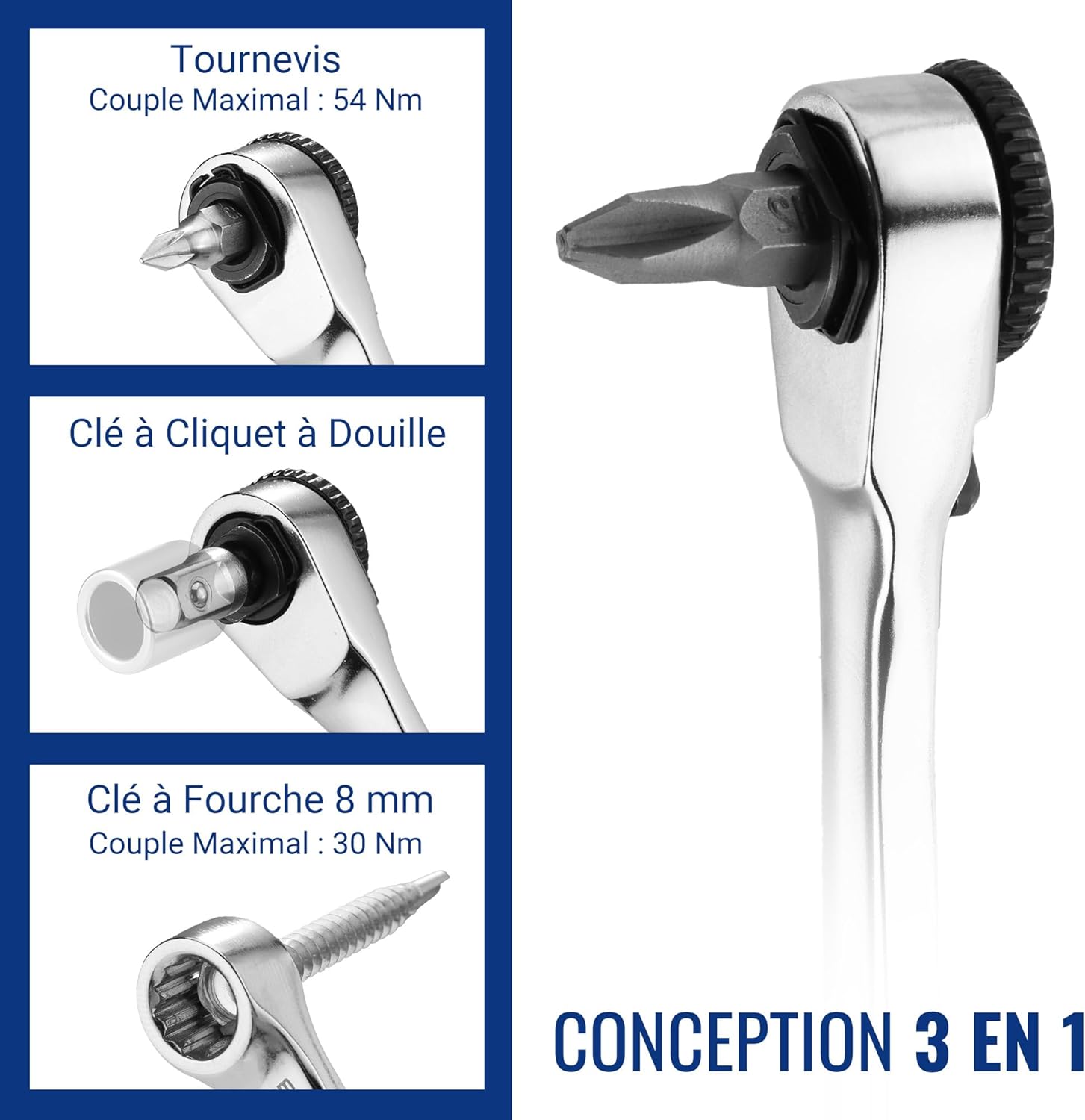 Thumbnail 2 de WORKPRO Mini clé à cliquet double tête 1/4" avec 20 embouts et mécanisme 72 dents (105 mm)