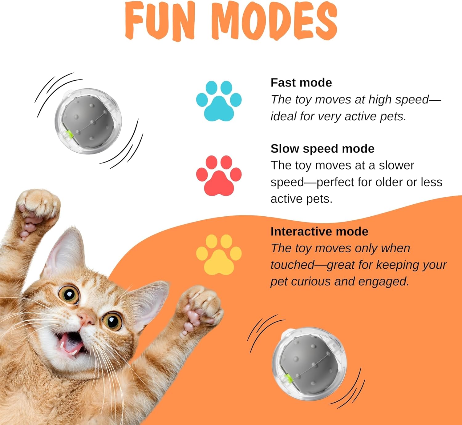 Thumbnail 2 de Hubspace Interactive Cat Toys for Indoor Cats: Automatic Moving Plush Ball with Bird Chirping