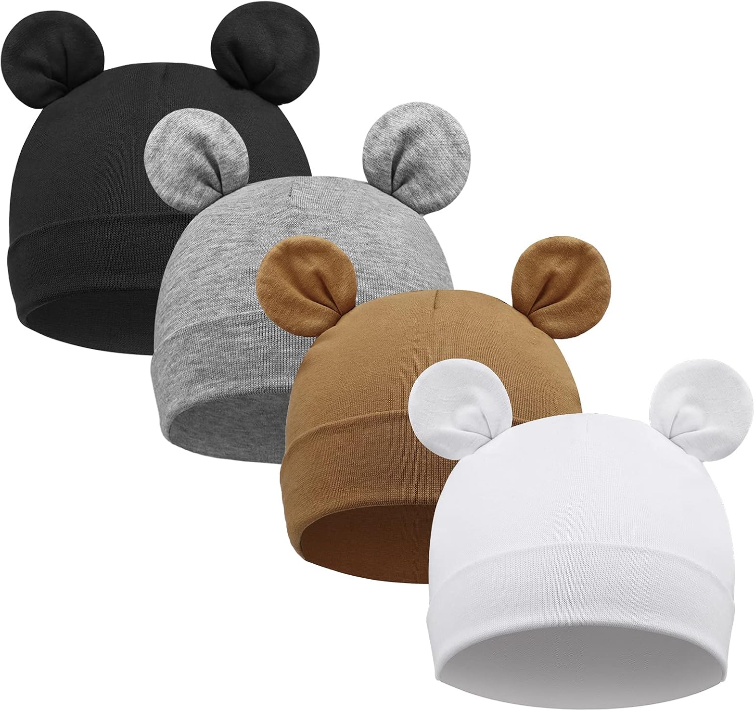 Detalle de DRESHOW 4 Pieces Baby Beanie Set – Soft Knit Hats for Newborn to Toddler