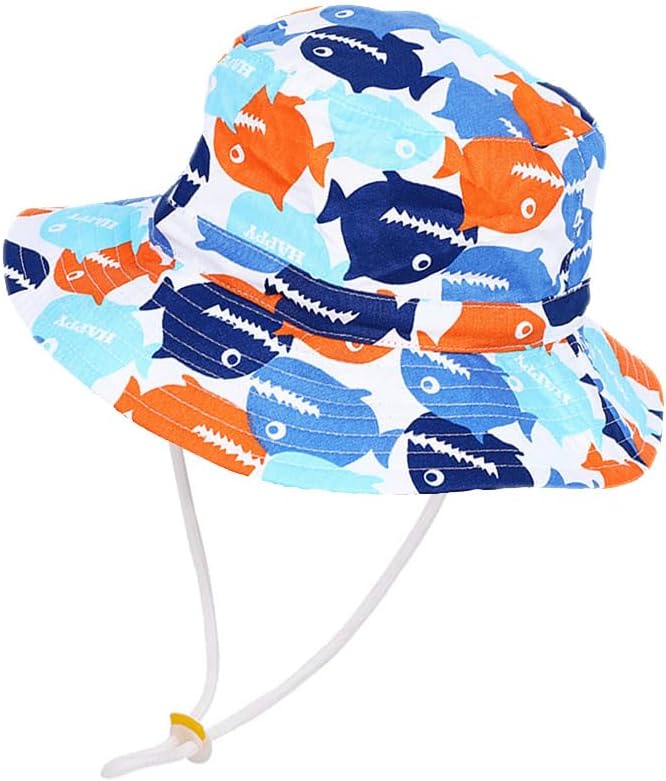 FUYAO Baby Sun Hat for Kids (Toddler Boys & Girls) – Adjustable Chin Strap Cotton Bucket Hat