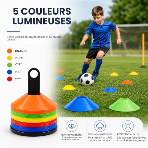 Detalle de OUTDOORN 20 cônes de marquage colorés pour entraînement football et slalom