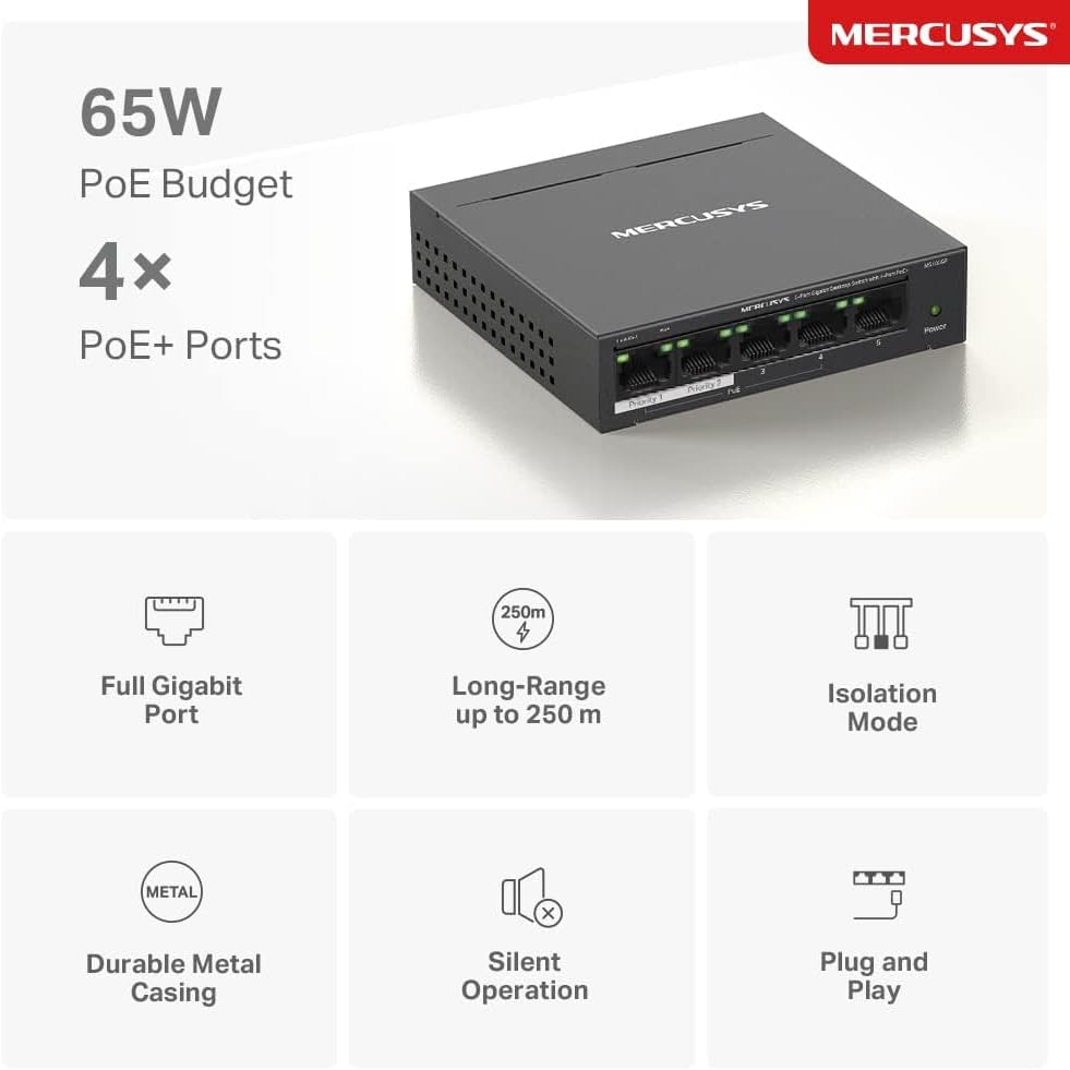 Thumbnail 4 de MERCUSYS MS105GP 65W 5‑Port Gigabit Switch