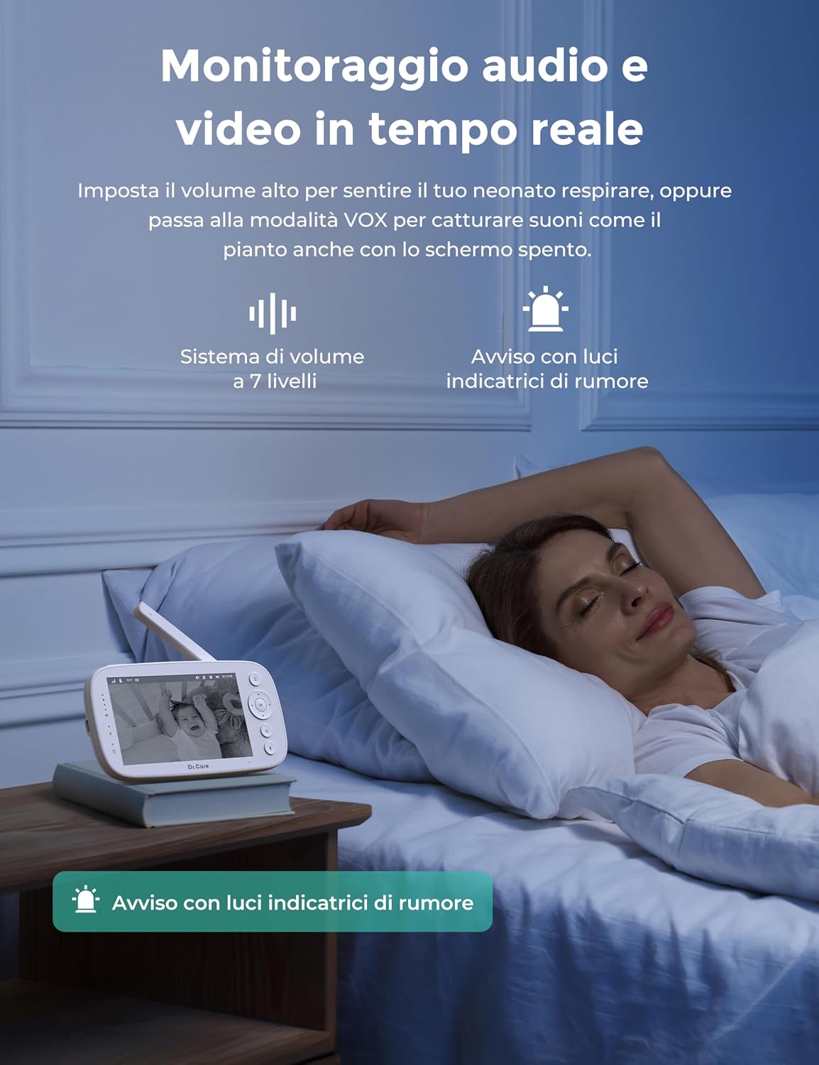 Thumbnail 3 de Dr.Care Baby Monitor – Senza WiFi a Bassa Radiazione, Schermo 5" HD 1080P e Visione Notturna