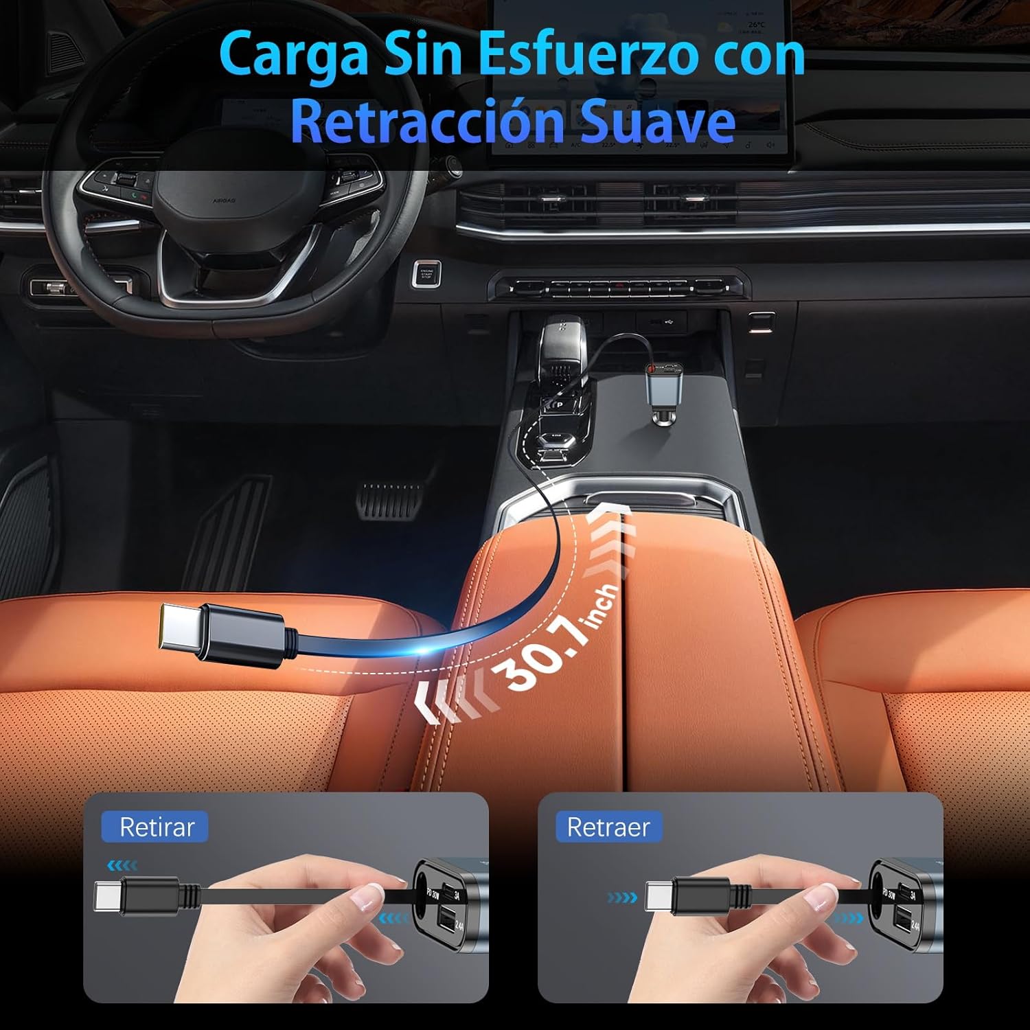 Thumbnail 2 de DUEDUE 3 En 1 Cargador de Coche Rápido 🔌 Plegable 180°