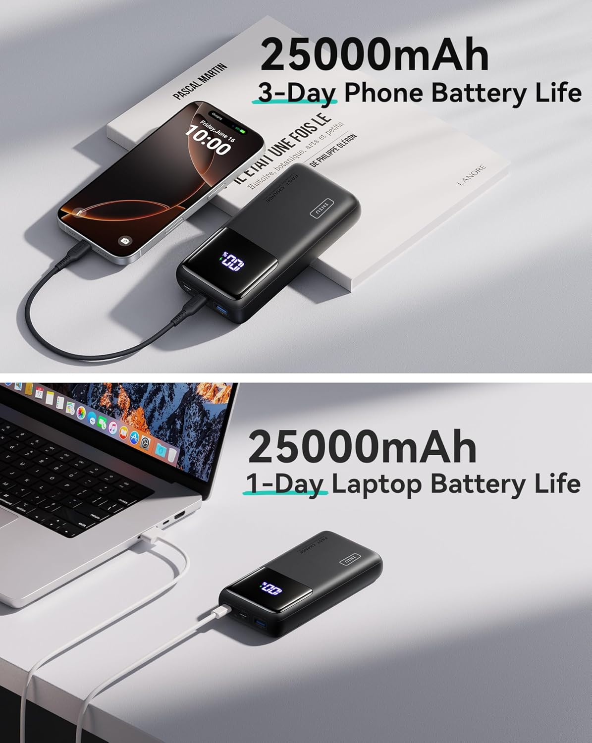 Detalle 2 de INIU 100W 25,000mAh power bank for laptops