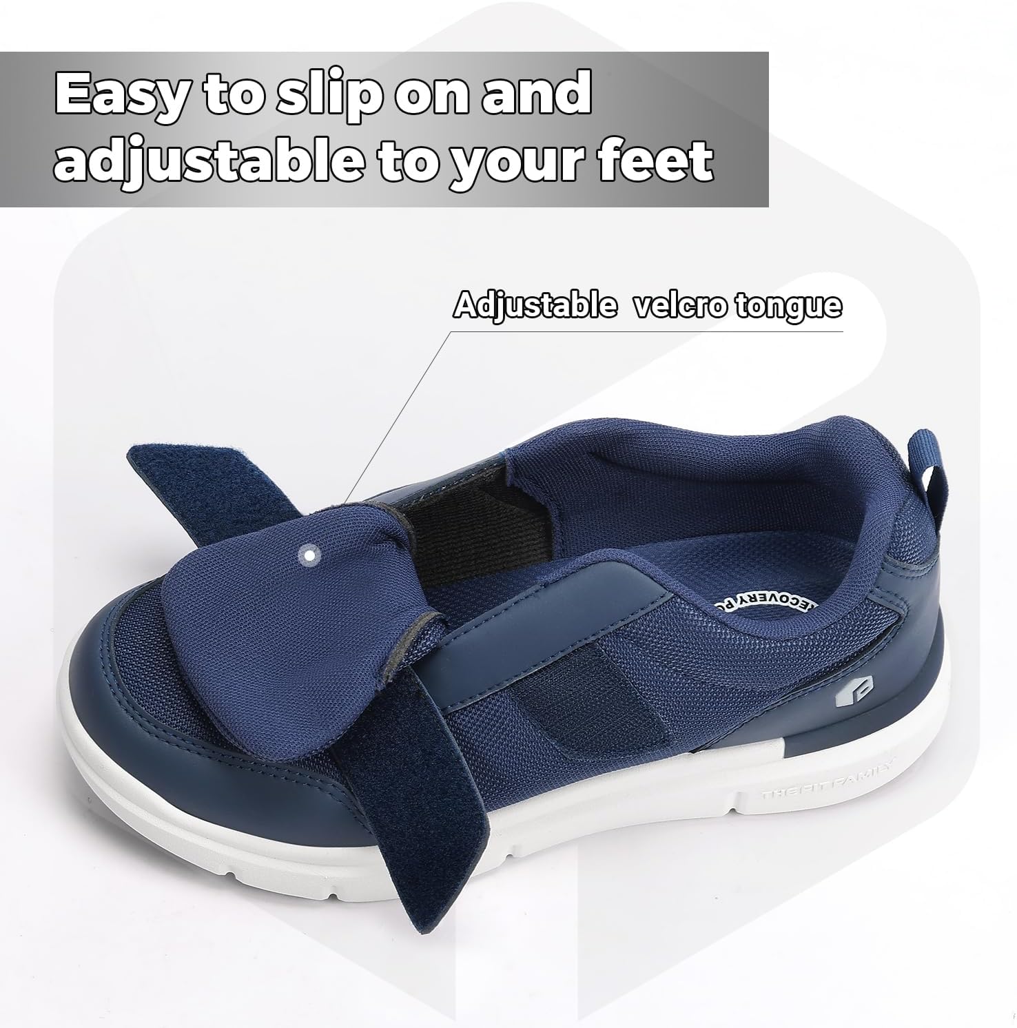 Thumbnail 1 de FitVille Diabetiker Schuhe für Herren Extra Weit mit Klettverschluss (offener Schaft) – Gesundheits-Sneaker in Schwarz, Blau, Grau