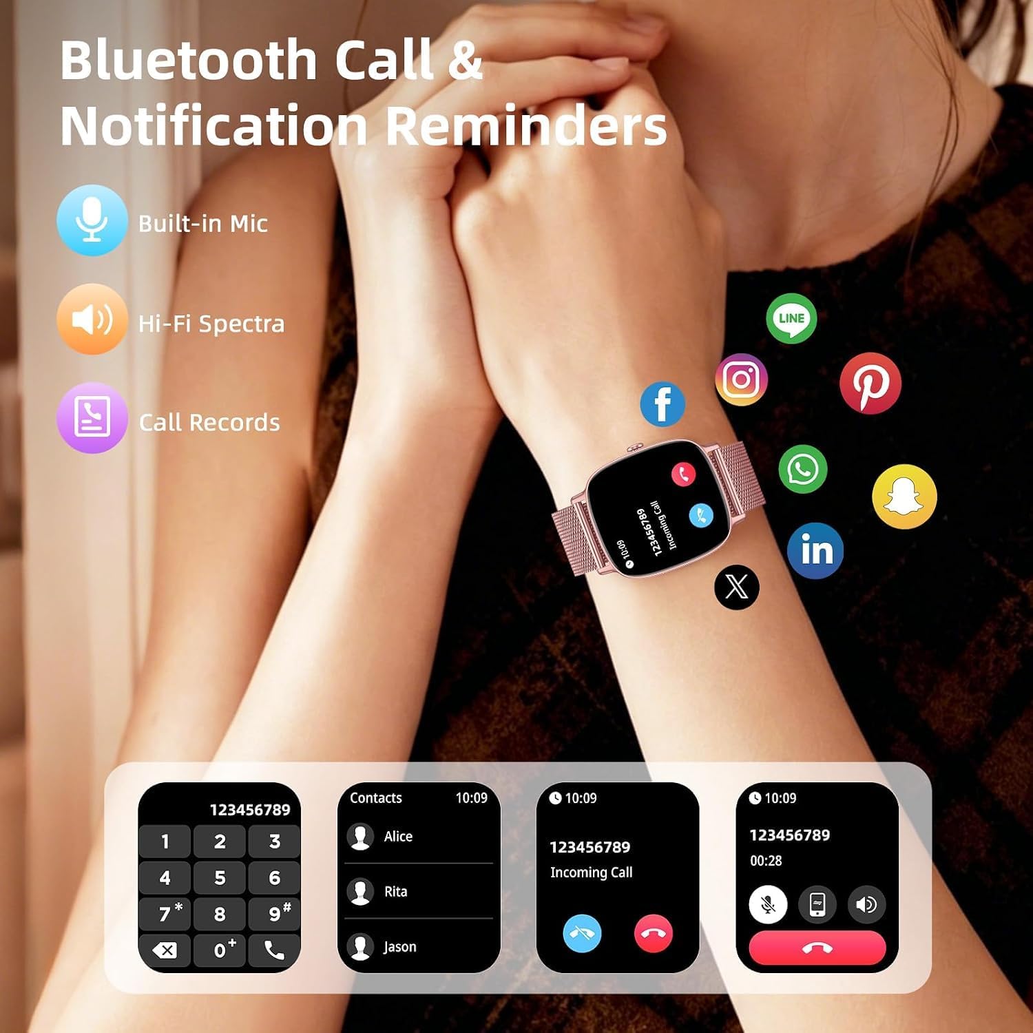 Detalle 2 de Reloj Inteligente para Mujer con llamadas Bluetooth y WhatsApp de coioc