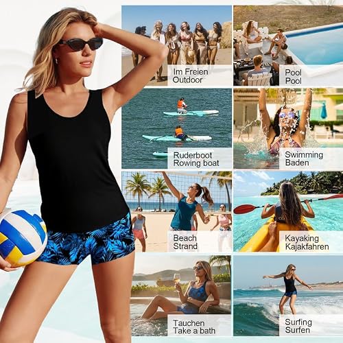 Thumbnail 4 de JASAMBAC Damen Tankini 3-teilig – Push-up-Bikini-Oberteil, High-Waist-Badeshorts