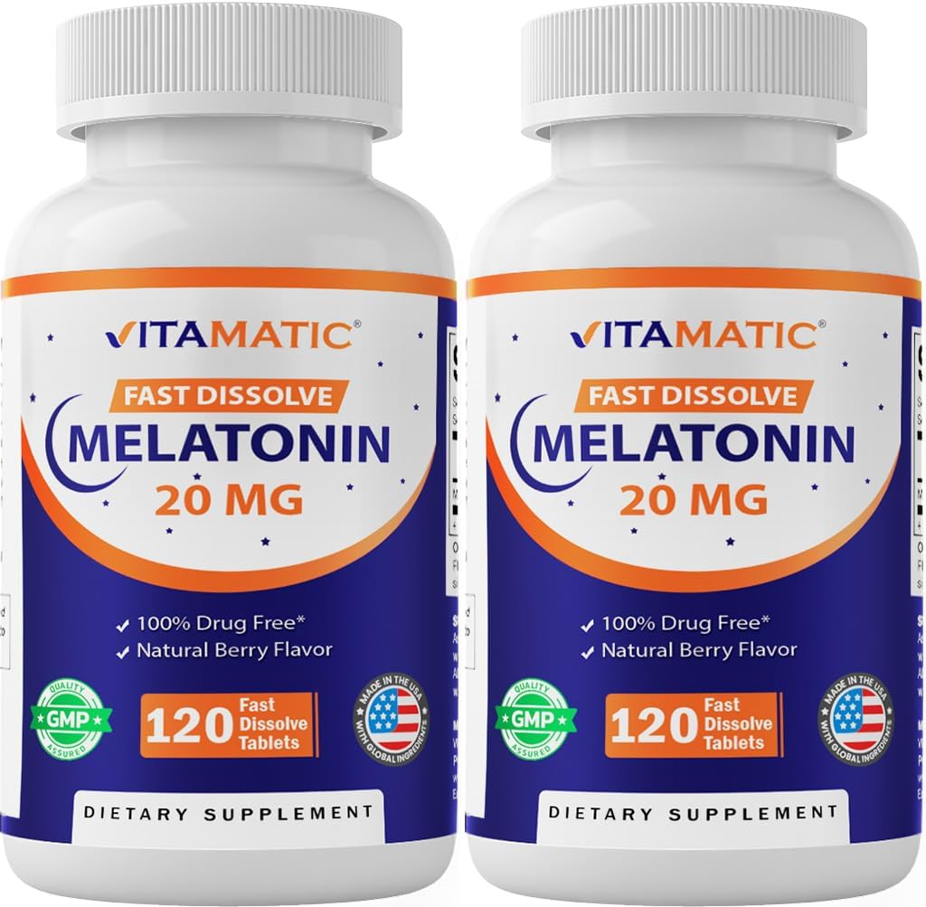 Detalle de Vitamatic Melatonin 20 mg Fast-Dissolve Tablets, 240 Count, Berry Flavor