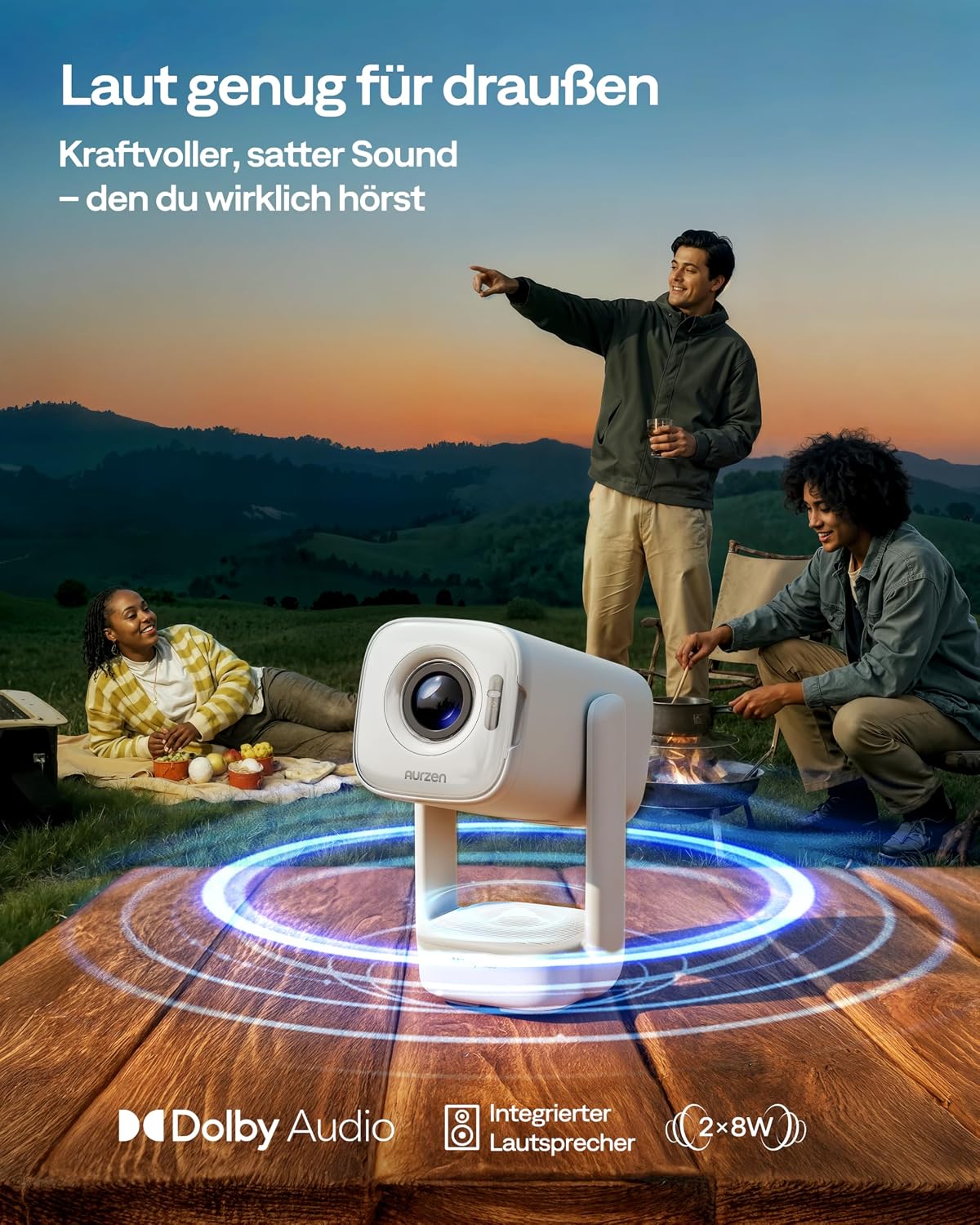 Thumbnail 5 de Aurzen D1 air Smart Beamer mit Netflix, 1080P & HDR10, 16W Dolby Audio, 180° drehbar