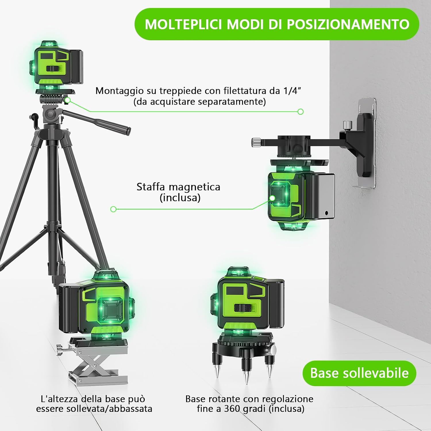 Thumbnail 3 de Livella Laser Autolivellante 16 Linee 4x360° verde