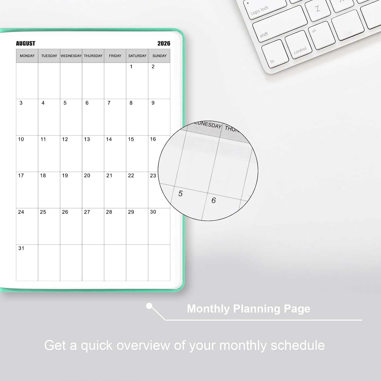 Thumbnail 4 de Academic Diary 2026-2027: Page A Day A5 Diary (Cyan) for School and Family
