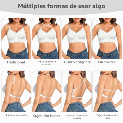 Detalle 2 de Crewhpo Sujetadores Mujer Espalda Descubierta sin Aros – modelo básico
