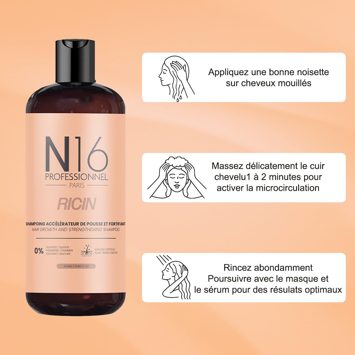 Thumbnail 4 de Shampoo Bio all’Olio di Ricino N16 Professionnel 500 ml