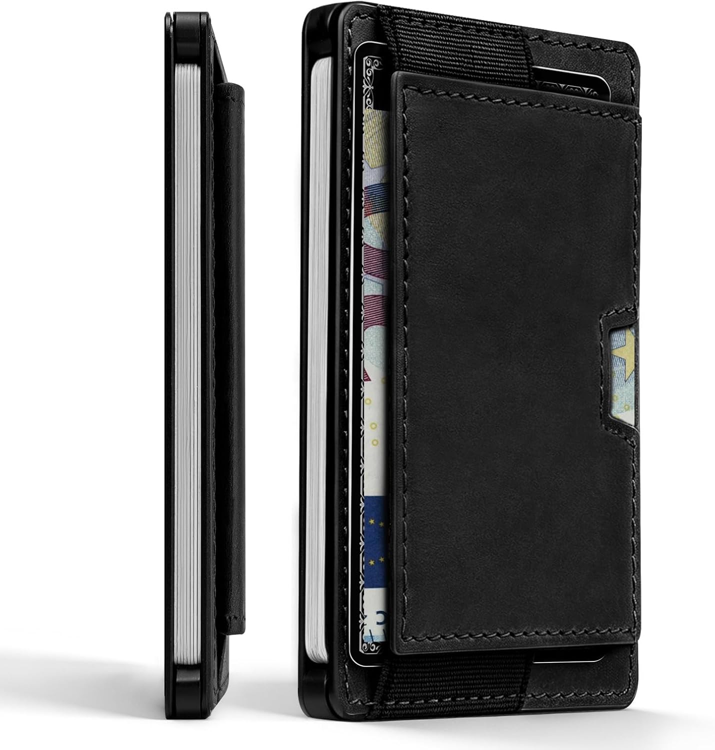 Detalle de DODENSHA Slim Wallet Herren mit XXL Münzfach – RFID-Schutz, Kartenetui & Bargeldfach