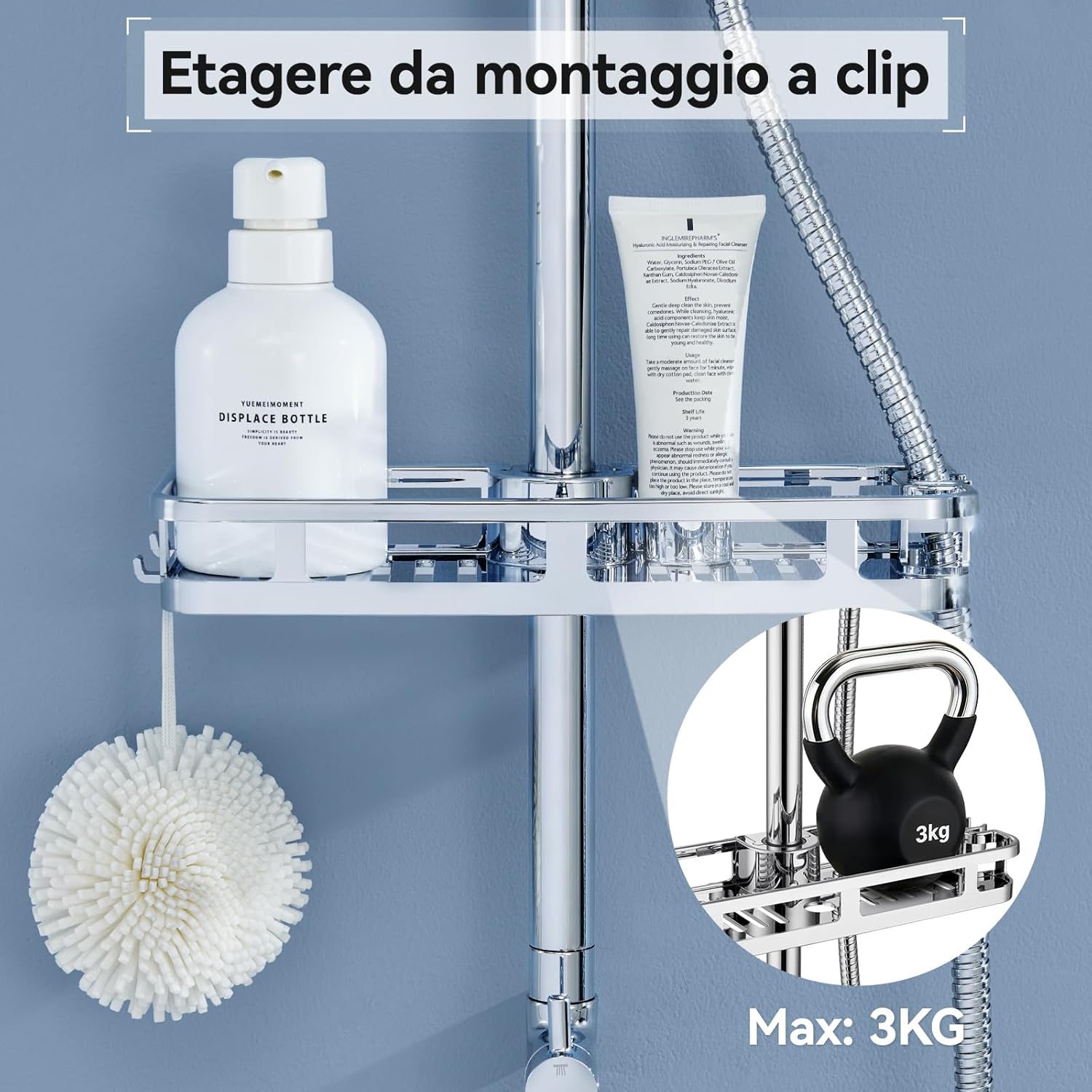 Thumbnail 1 de Auralum Colonna Doccia con Mensola: colonna regolabile 72–110 cm, soffione 25 cm e doccetta multifunzione