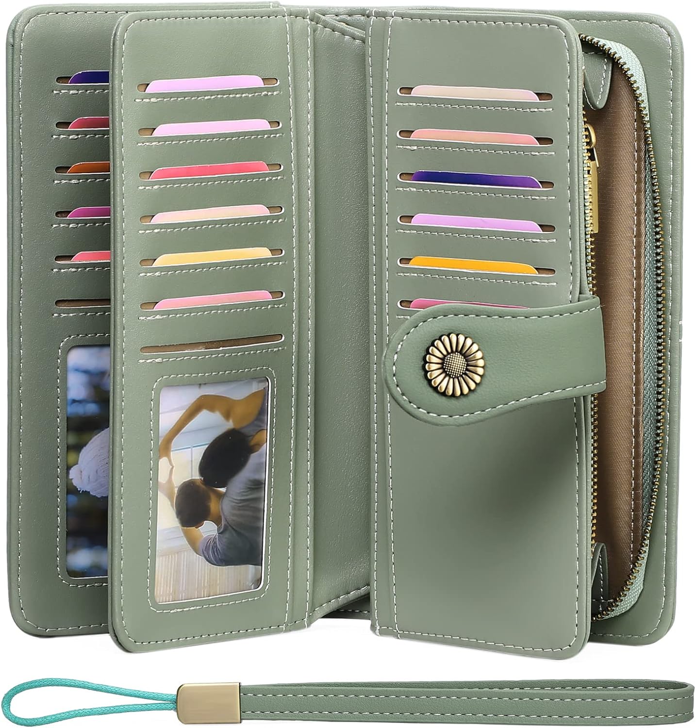 Thumbnail 1 de SENDEFN Genuine Leather Purses for Women – RFID Large Leather Wallet with Detachable Wrist Strap